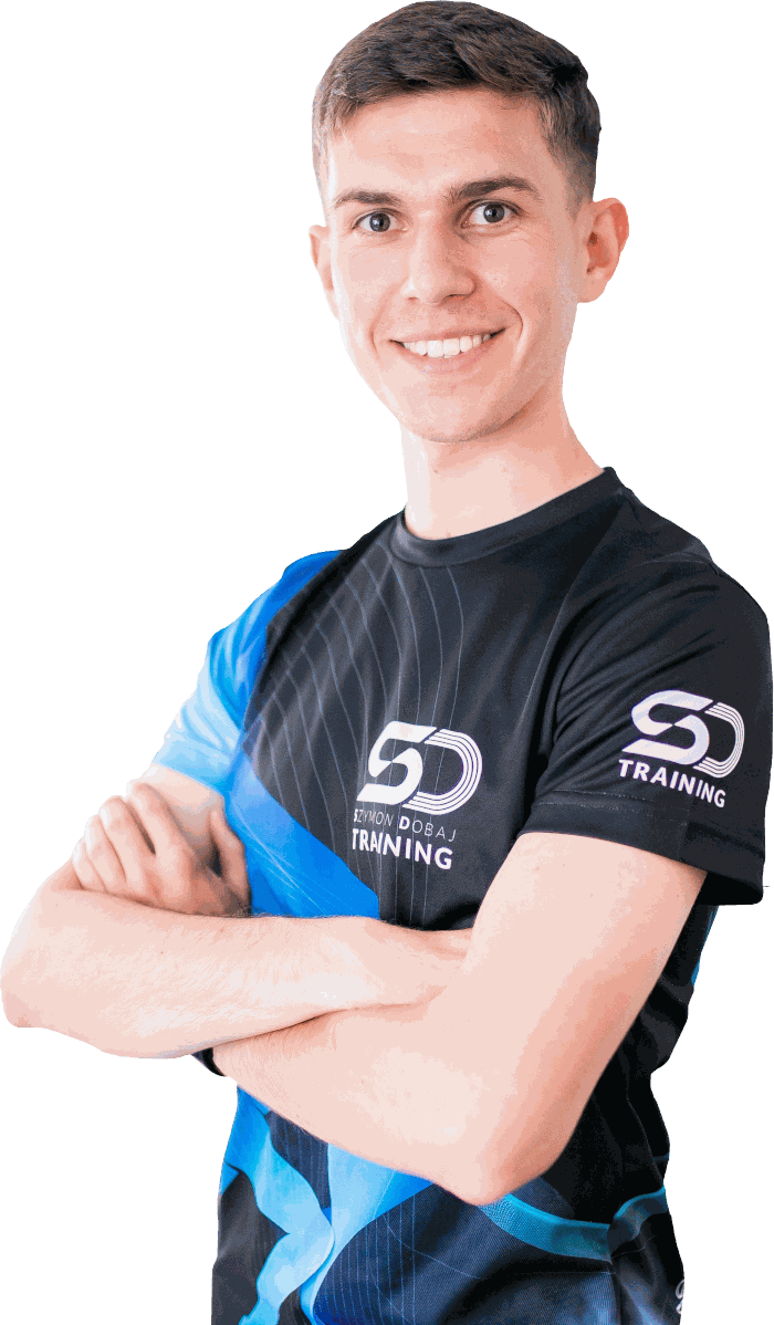 Szymon Dobaj – trener biegania z Krakowa w koszulce SD Training